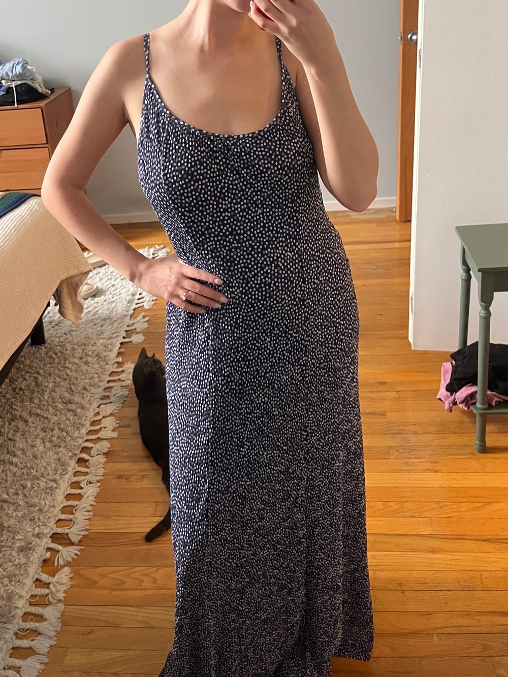 Free People Navy Speckle Slip Dress - Women's Sleeveless Maxi